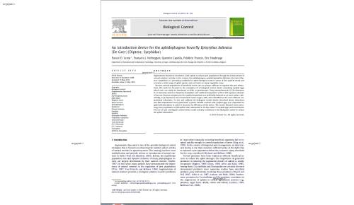 An introduction device for the aphidophagous hoverfly Episyrphus balteatus (De Geer) (Diptera: Syrphidae)